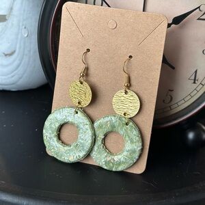 Sage green handmade clay earrings